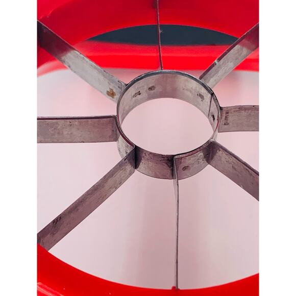 Apple Slicer Cutter Stainless Steel Corer Red Handle Slice Blade Pear One Motion - Picture 6 of 7